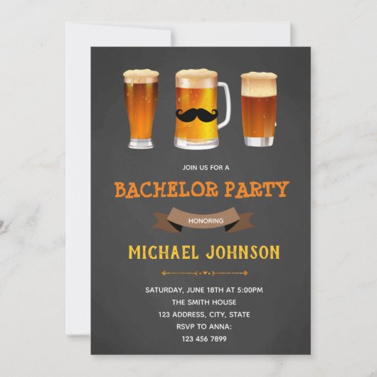 Invitation à une soirée entre garçons pour un ente (Devant)