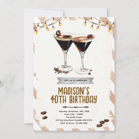 Invitation à une soirée Espresso Martini (Devant)