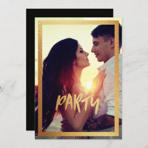 Invitation à une soirée Fiançailles de photos Gold