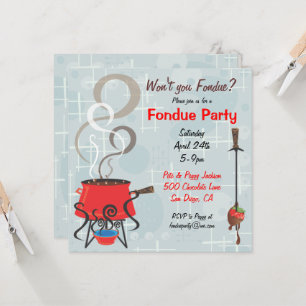 Invitation à une soirée fondue au chocolat rétro