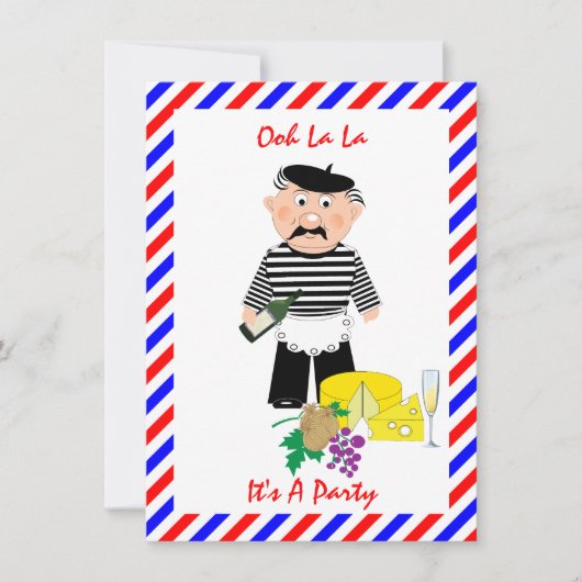 Invitation à une soirée fromage et vin thème franç (Devant)