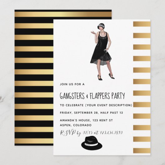 Invitation à une soirée Gangsters et Flappers (Devant / Derrière)