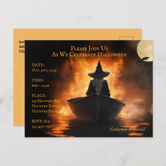 Invitation à une soirée Halloween (Devant / Derrière)