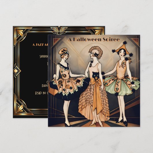 Invitation à une soirée Halloween Art Déco | Vinta (Devant / Derrière)