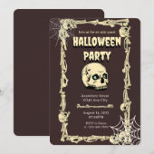 Invitation à une soirée Halloween crâne (Devant / Derrière)