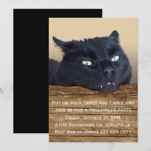 Invitation à une soirée Halloween de chat noir vam