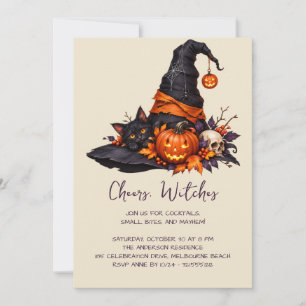 Invitation à une soirée Halloween entre sorcières