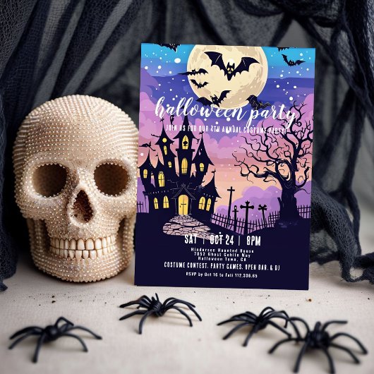 Invitation à une soirée Halloween Maison hantée Pl