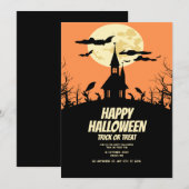 Invitation à une soirée Halloween, Nuit effrayante (Devant / Derrière)