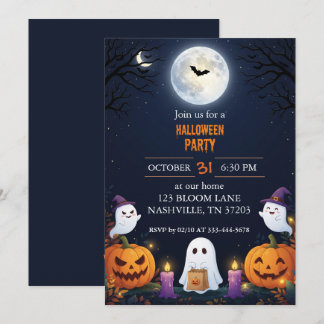 Invitation à une soirée Halloween sous la pleine l