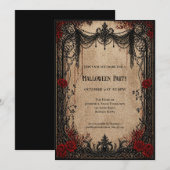 Invitation à une soirée Halloween Vampire Vintage (Devant / Derrière)