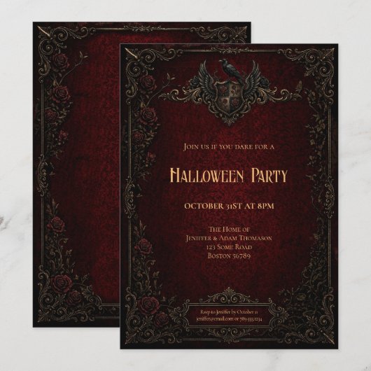 Invitation à une soirée Halloween Vampire Vintage (Devant / Derrière)