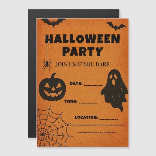 Invitation à une soirée Halloween vintage | Icônes (Devant / Derrière)