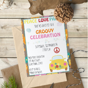 Invitation à une soirée hippie des années 60