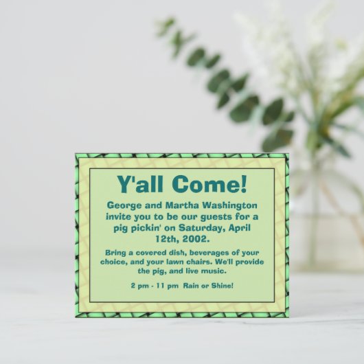 Invitation à une soirée informelle "Y'all Come" (Debout devant)