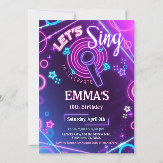 Invitation à une soirée karaoke (Devant)