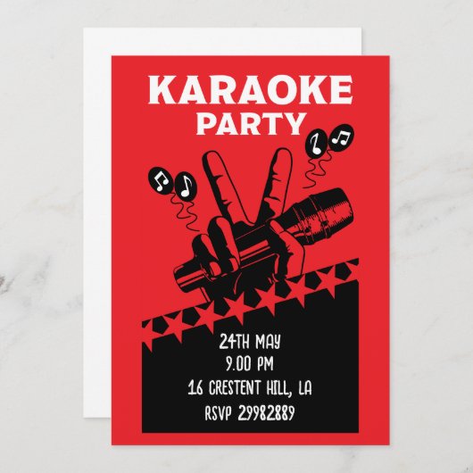 Invitation à une soirée karaoké (Devant / Derrière)