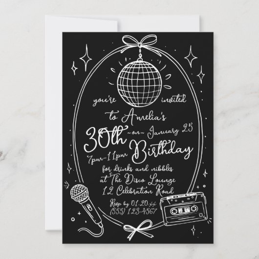 Invitation à une soirée karaoke pour 30 ans Rétro (Devant)
