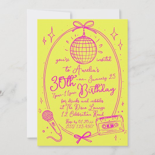 Invitation à une soirée karaoke pour un anniversai (Devant)