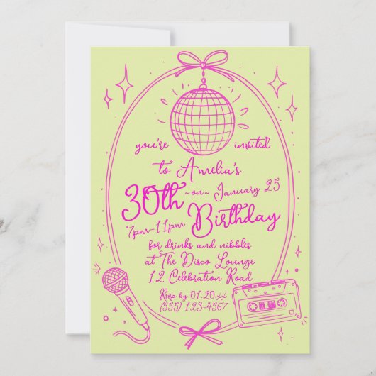 Invitation à une soirée karaoke pour un anniversai (Devant)