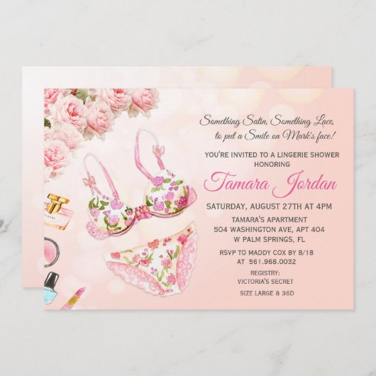 Invitation à une soirée lingerie florale (Devant / Derrière)