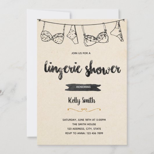 Invitation à une soirée lingerie rustique (Devant)