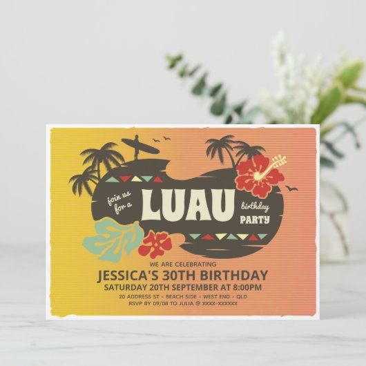 Invitation à une soirée Luau à Hawaï  (Debout devant)