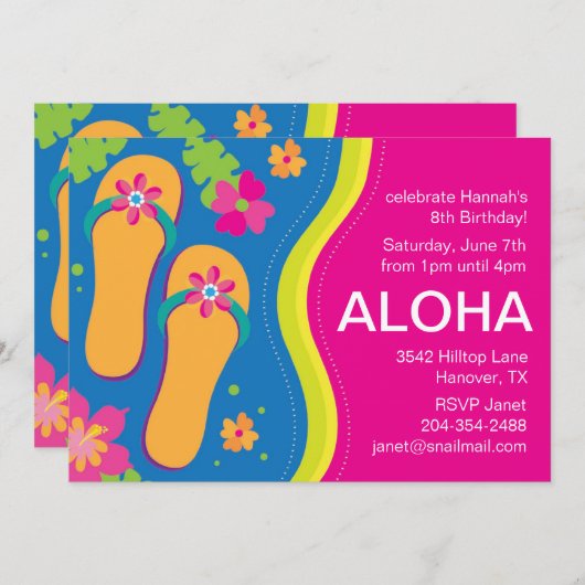 Invitation à une soirée luau hawaïenne (Devant / Derrière)