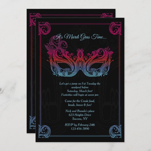 Invitation à une soirée masquée (Devant / Derrière)