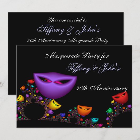 Invitation à une soirée masquée de fantasy (Devant / Derrière)