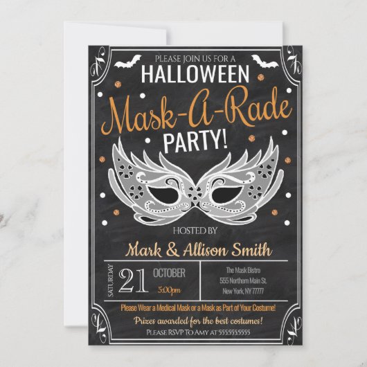 Invitation à une soirée masquée d'Halloween (Devant)