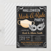 Invitation à une soirée masquée Halloween (Devant / Derrière)