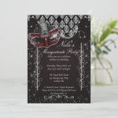 Invitation à une soirée masquée noire et argentée (Debout devant)