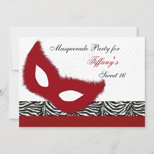 Invitation à une soirée masquée Sweet 16 (Devant)