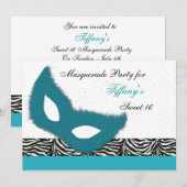 Invitation à une soirée masquée Sweet 16 (Devant / Derrière)