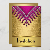 Invitation à une soirée or et violet (Devant / Derrière)