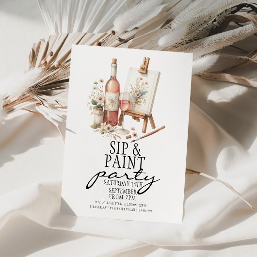 Invitation à une soirée peinture et boissons