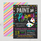 Invitation à une soirée peinture et pyjamas (Devant / Derrière)
