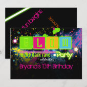 Invitation à une soirée peinture néon qui brille d (Devant / Derrière)