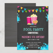 Invitation à une soirée piscine cinéma pour filles (Devant / Derrière)