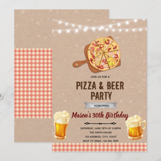 Invitation à une soirée pizza et bière (Devant / Derrière)