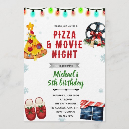 Invitation à une soirée pizza et pyjama pour un fi (Devant)