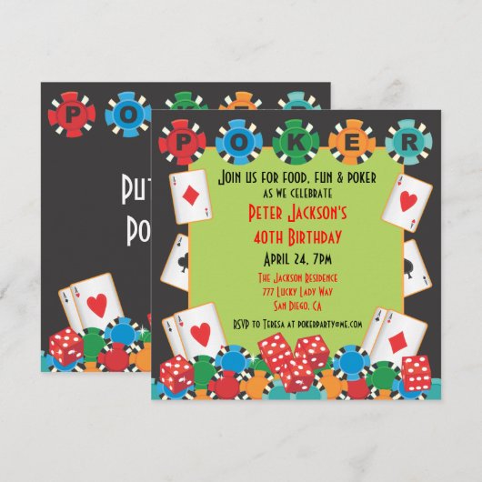 Invitation à une soirée poker (Devant / Derrière)