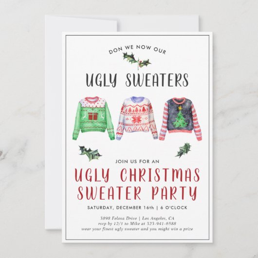 Invitation à une soirée pull de Noël laid (Devant)
