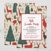 Invitation à une soirée pull moche Cerf fantaisist (Devant / Derrière)