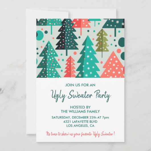 Invitation à une soirée pull moche Forêt Chute de  (Devant)