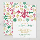 Invitation à une soirée pull moche moderne Flocons (Devant / Derrière)