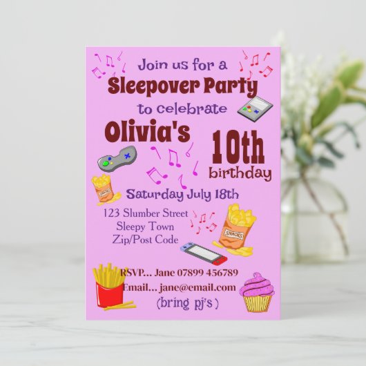 Invitation à une soirée pyjama (Debout devant)