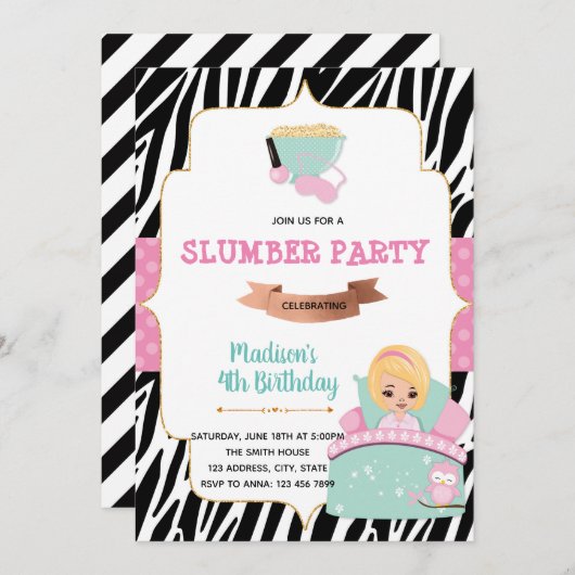 Invitation à une soirée pyjama (Devant / Derrière)