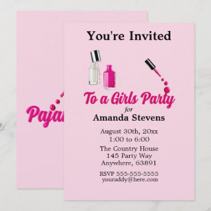 Invitation à une soirée pyjama avec vernis à ongle
